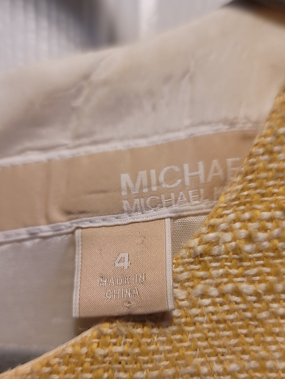 Michael Michael Kors Yellow Saffron Tweed Knit Shift Dress Sz 4 - Picture 5 of 11